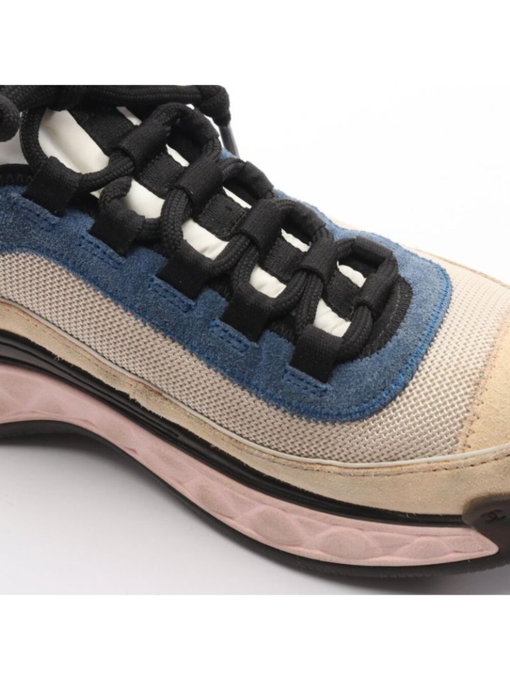 Chanel Sneakers Coco Mark Beige Navy Pink Suede - Picture 8 of 10